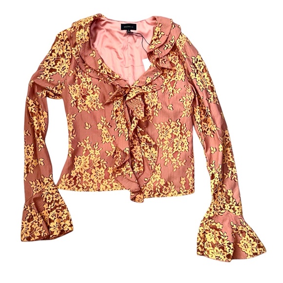 MAJORELLE Roma Ruffled Top In Golden Blush - Picture 2 of 13